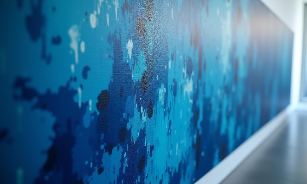 Close up of a contemporary blue-chip painting in a high-end gallery setting